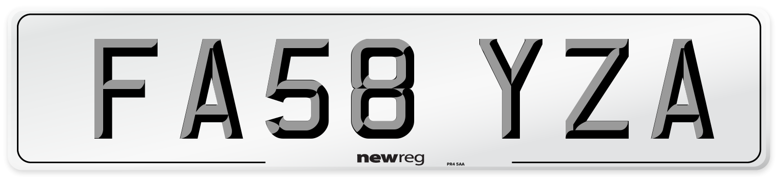 FA58 YZA Number Plate from New Reg
